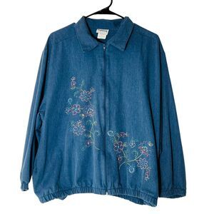 Bonworth Vintage 90s Y2K Embroidered Floral Jacket Granny Chic Cottage‎ Core XLP